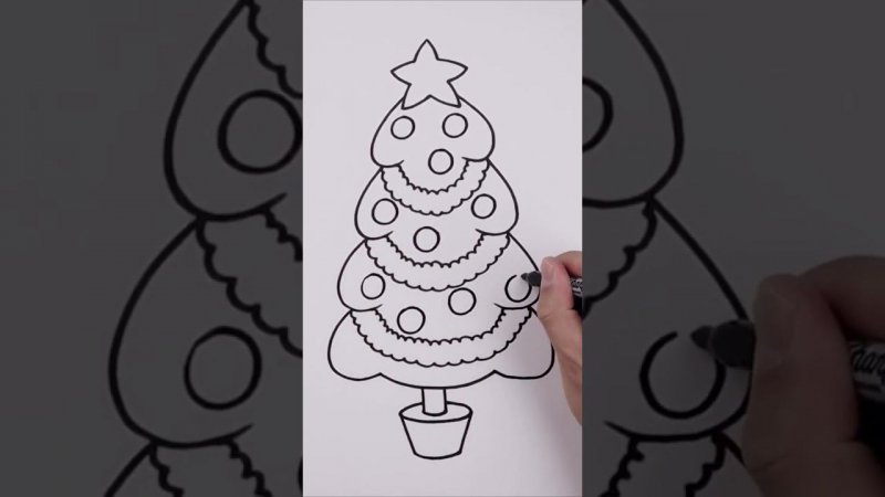 Как нарисовать красивую НОВОГОДНЮЮ ЕЛОЧКУ маркерами | How To Draw a Christmas Tree