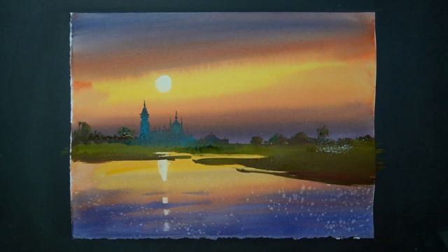 How To Paint Sunset In Watercolor Painting Tutorial