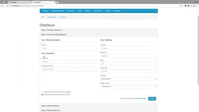Opencart Quick Registration