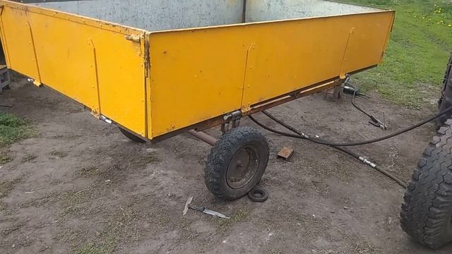 самодельный прицеп самосвал для минитрактора. первые испытания подьема. смотреть онлайн