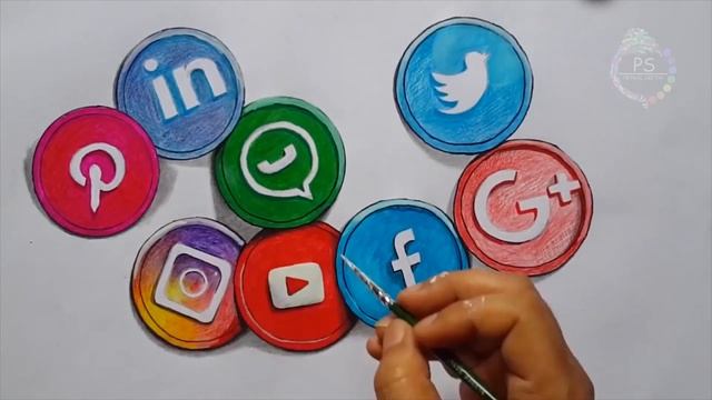 How to Draw Social Media LOGO ICON DRAWING pencil color and sketch pen