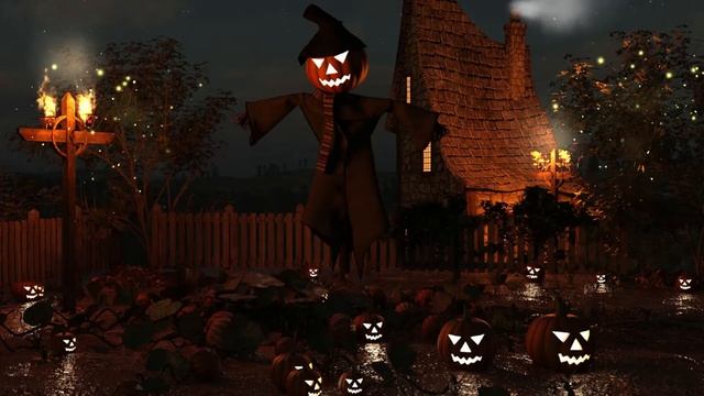 Pumpkin Patch Ambience - Crackling Fire, Rain, Thunder, Leaves, Crickets, Owls смотреть онлайн