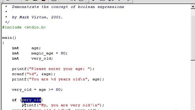Boolean Expressions in 'C' Programming language