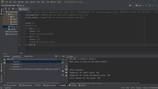 Pizza Ordering System | Learn Python Programming Language | For Beginners