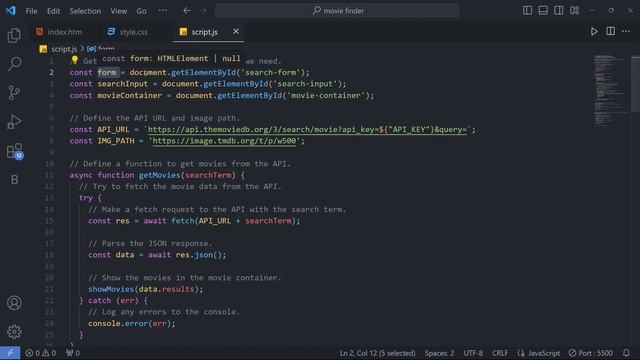 ??MOVIE FINDER ? WEBSITE USING HTML CSS JAVASCRIPT AND API | API PROJECTS | @becodewala