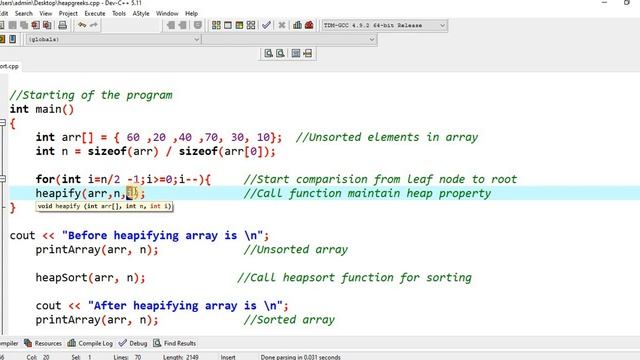 DSA Practical 9: C++ Implementation of Heap Sort | Data Structure Full Course