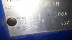 Mitsubishi lancer Paint Code Location