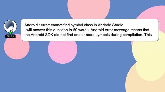 Android : error: cannot find symbol class in Android Studio смотреть онлайн