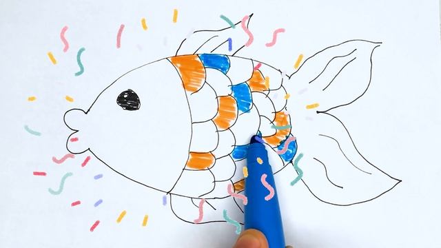 Раскрашиваем и рисуем картинку рыбки - Draw a picture of a fish for children смотреть онлайн