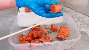 Шашлык из салмона (красной рыбы) в гриле Ninja. 7 минут и готово.