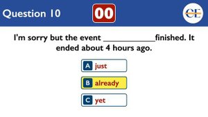 Present Perfect Tense Quiz | Just Already Yet Quiz  | English Grammar Test | Level Beginner