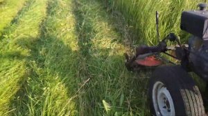 Косим сено мотоблоком.