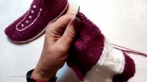 ? Тёплые носки-тапки. ❗МК➡️ На двух спицах без шва на подошве ?