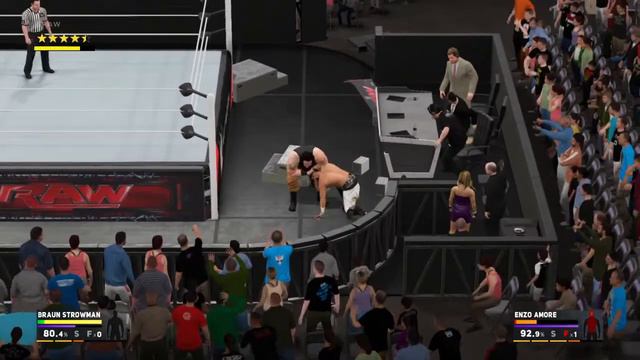 WWE 2K17 Braun Strowman VS Enzo Amore 1 VS 1 No Holds Barred Match смотреть онлайн