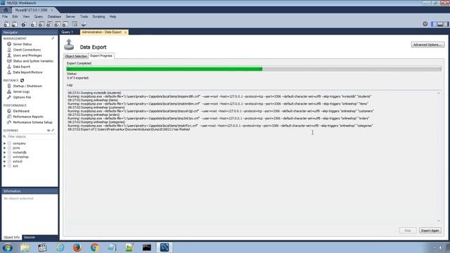 MySQL Workbench Database Export And Import