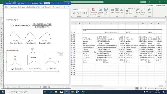 Betimsel İstatistik, Excel (Descriptive Statistics with Excel)