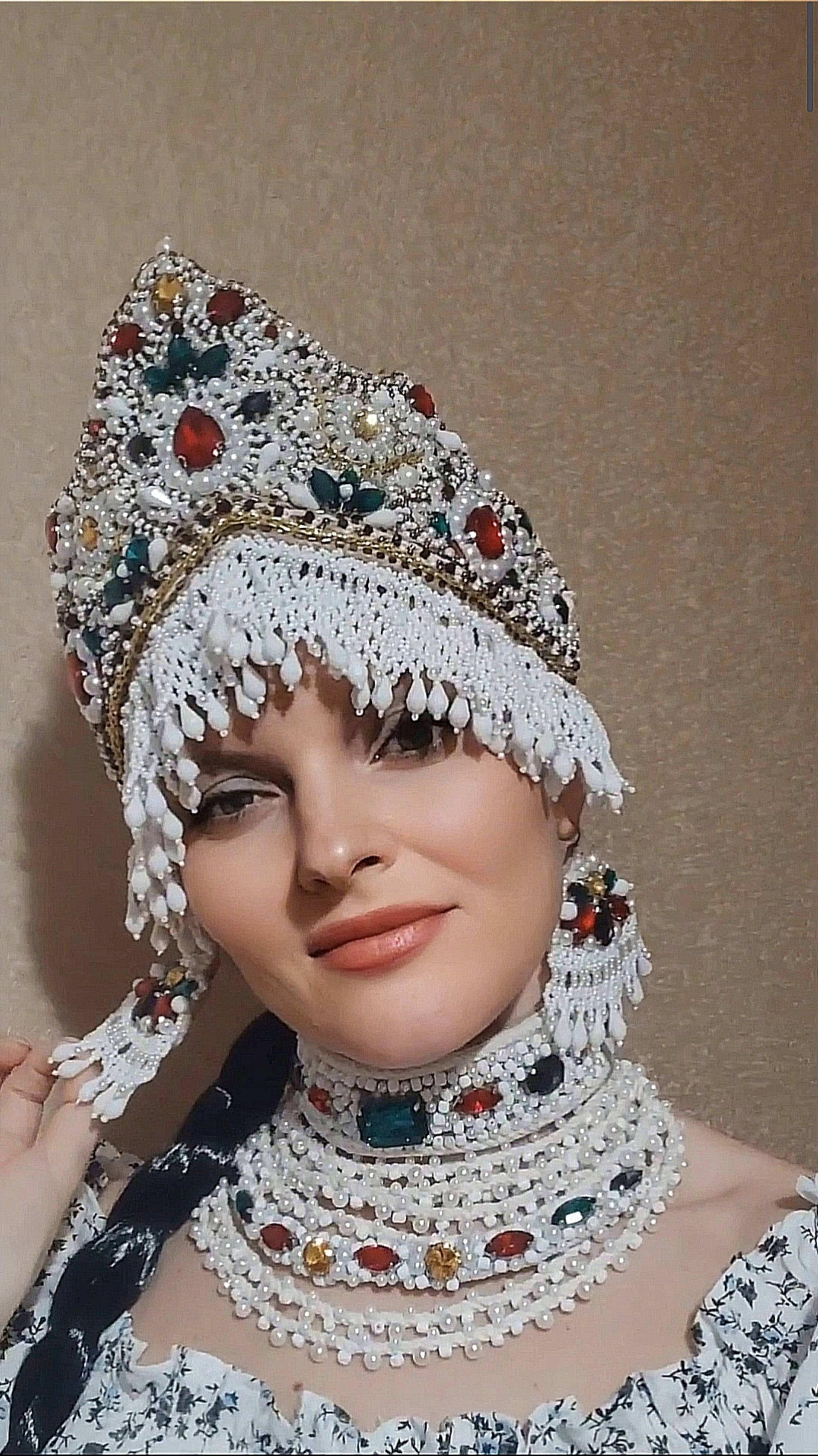 ♥️РУССКИЙ КОКОШНИК, СЛАВЯНСКОЕ  ОЖЕРЕЛЬЕ И СЕРЬГИ♥️.