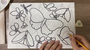 Урок рисования. Композиция «Бабочки» . Часть 1