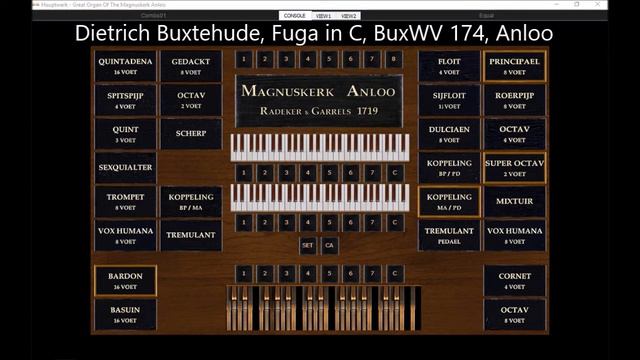Dietrich Buxtehude Fuga in C on various organs (Hauptwerk Azzio, Anloo, GreenPositiv, Tholen)