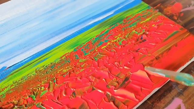 Poppy Field / Easy Abstract Painting Demonstration / Satisfying / Project 365 days / Day #0346 смотреть онлайн