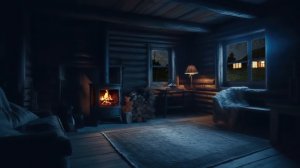 Звуки грозы и потрескивание камина в уютном домике