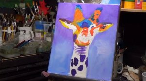 Paint a giraffe in acrylic for children and adults