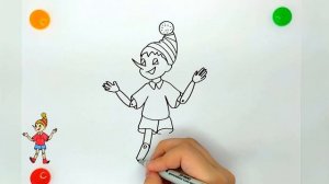 Как нарисовать Буратино / Рисунки и раскраски малышам / Мультик раскраска для детей