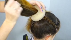 ПУЧОК с КОСОЙ. Быстрая прическа для девочек | Quick hairstyle for girls with braid and bun.