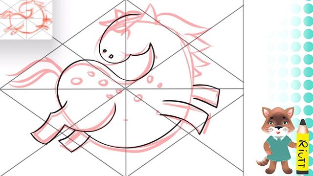 Как нарисовать ЛОШАДЬ шаг за шагом / УРОКИ РИСОВАНИЯ / 2 этап / эскиз смотреть онлайн