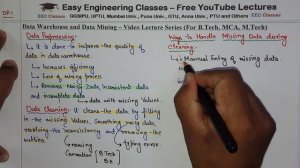 L24: Data Preprocessing, Data Cleaning, Ways to handle missing data during cleaning | DWDM Lectures