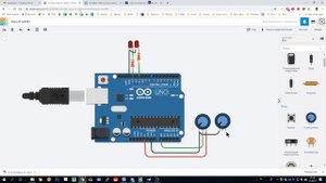 Tinkercad. Подключение 2х потенциометров к Arduino.