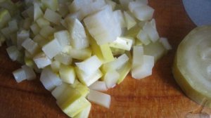 Рассольник с маринованными кабачками и кукурузной крупой