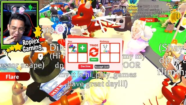 Trading my NEON DILOPHOSAURUS in RICH ADOPT ME SERVER (Roblox Trading Proof) смотреть онлайн