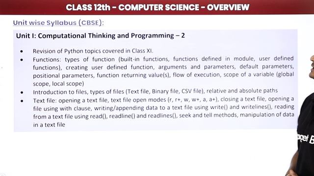 Class 12 Computer Science - Syllabus Overview (2022-23)