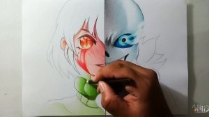 Drawing - Chara VS Sans ( Undertale )