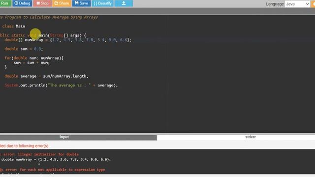 Java Program to Calculate Average Using Arrays смотреть онлайн