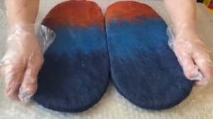 Валяние из шерсти. Мужские тапочки 45 размера