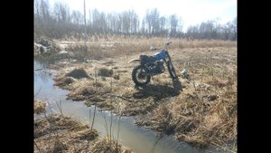 Мотоциклы Восход 3м 01 и Irbis TTR 250 на весеннем бездорожье, снег , грязь, огромные лужи