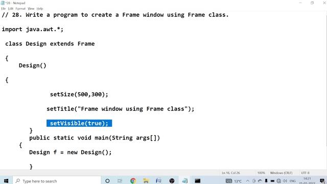 (28)Make Frame window with the help of Frame class in java смотреть онлайн