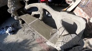как  сделать  лавочку  и  скульптуру  единорога  из  арт  бетона.
