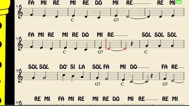 Las Tres hojas Partitura con notas para flauta dulce, violín, oboe… con acordes para guitarra смотреть онлайн