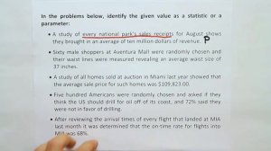 Statistics Vs. Parameters