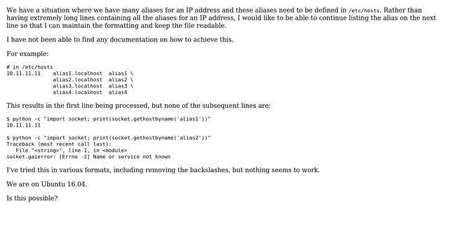 Unix & Linux: How can I create a multiline entry in /etc/hosts? смотреть онлайн