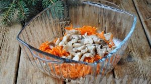 Салат с маринованными грибами и корейской морковкой