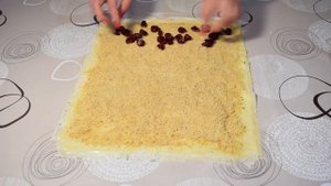 Вишнёвый штрудель с тестом фило и вишнёвым соусом.