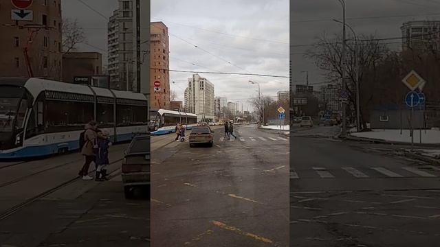 Весенняя Москва из окна автобуса.