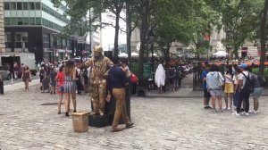 living statue at Bowling Green, New York (7-11-17)