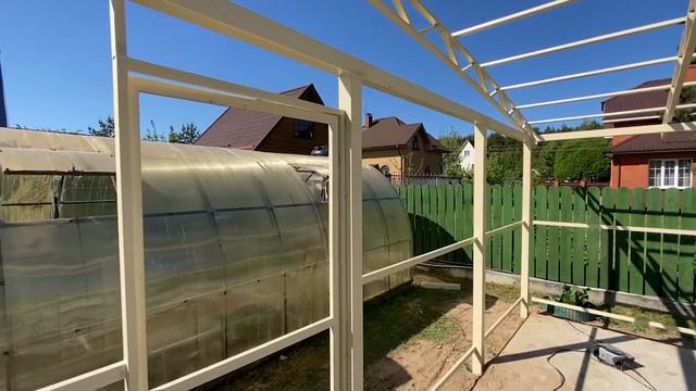 Навес для бассейна с кровлей и стенами из поликарбоната 9,6х5,6 от частной мастерской «Спецкаркас»