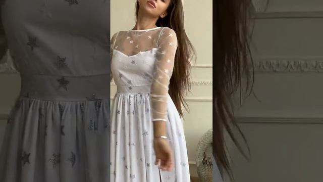 Белое платье-миди Berezka shop смотреть онлайн