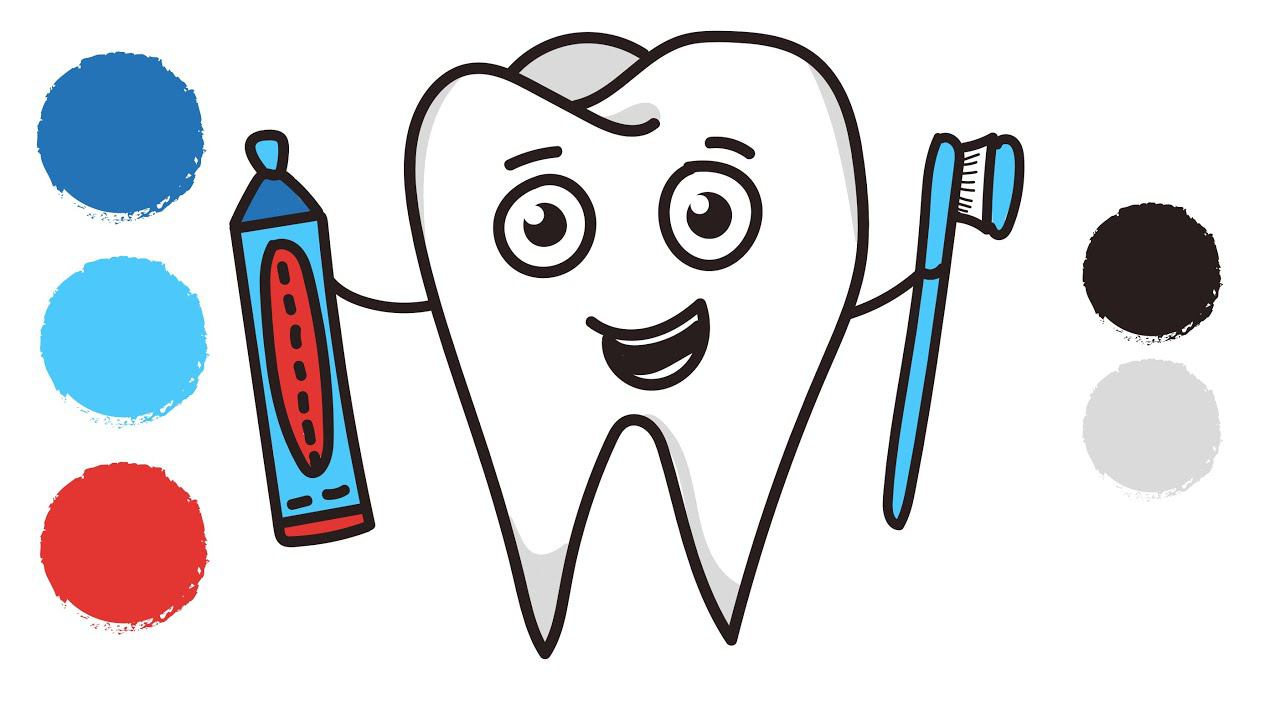 Как нарисовать ЗУБ / Раскраска ЗУБ / How to draw a TOOTH / Сoloring a TOOTH / Краски Раскраски смотреть онлайн